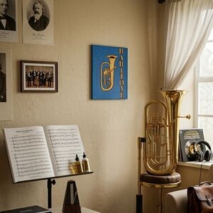 Original Baritone Instrument Hand-Painted Acrylic Canvas Art